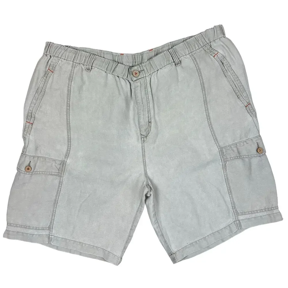 Tommy Bahama Linen shorts men’s XXL cargo elastic waste w/ a drawstring, pockets